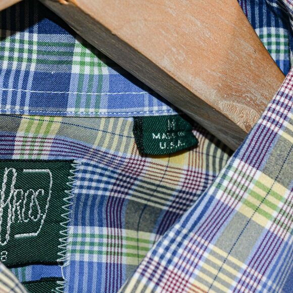 GITMAN BROS Vintage Men's Button Down Shirt Multi Plaid cotton size M Made in US - Picture 6 of 6